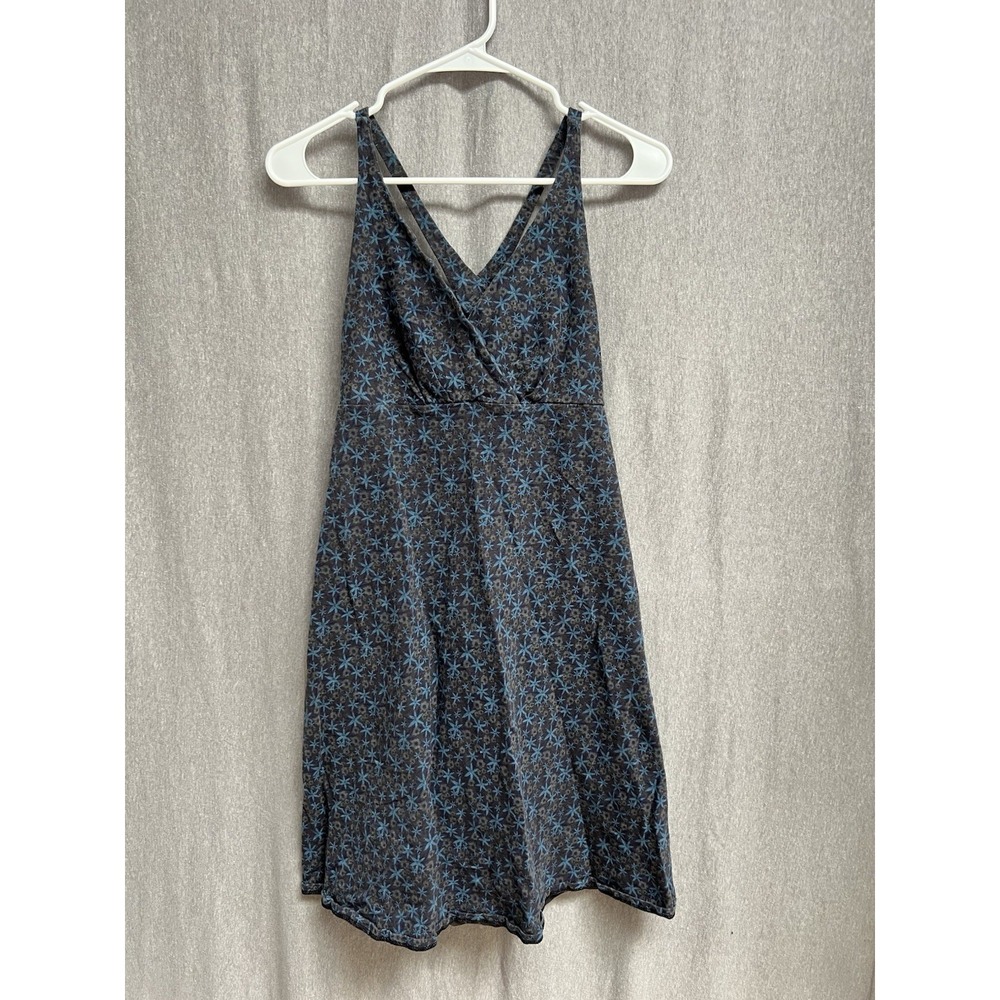 Patagonia Amber Dawn S V-Neck Strappy Sleeveless A-Line Knee Dress Blue Floral